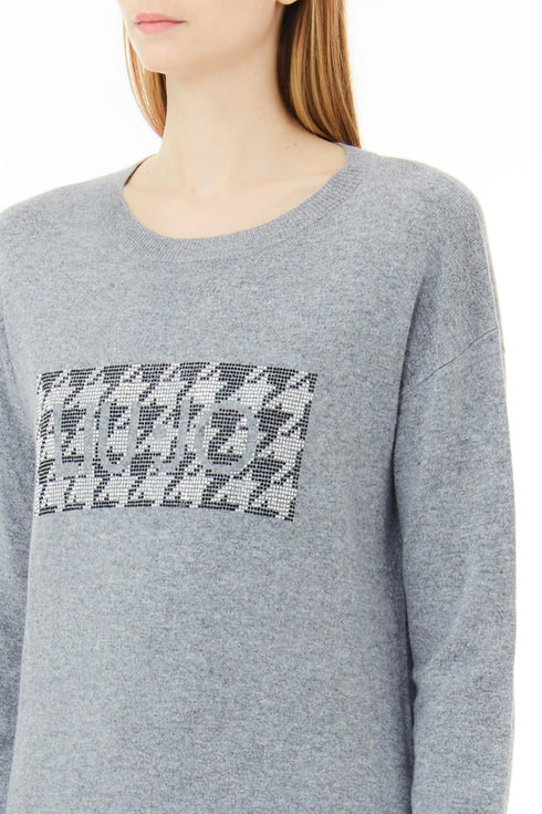 Liu Jo Abito midi Abito Donna con scritta Swarovski Grigio - Francavilla Moda